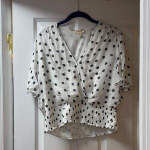 Elegant Black Polka Dot V-Neck Blouse